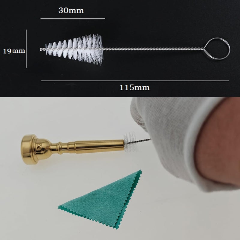CashBeat 3C Trumpet Mouthpiece Set, Gold Plated Brass, Beginner to Pro, Durable & Reliable, with Cleaning Brush & Silver Polishing Cloth - Image 4